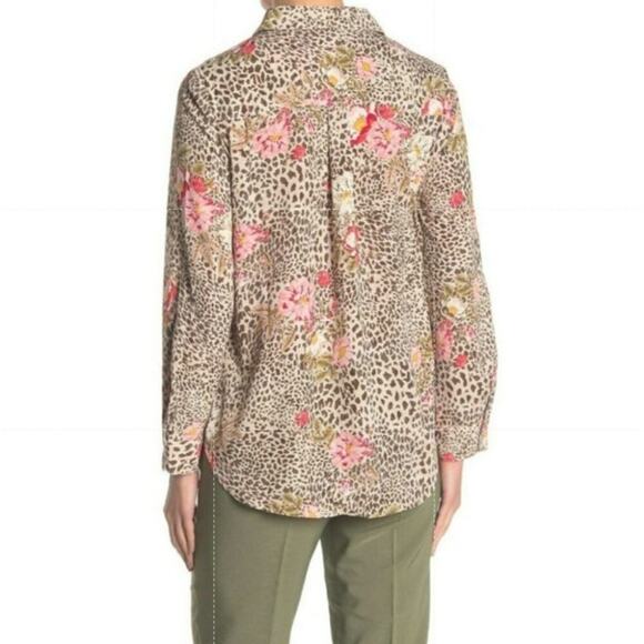 Nanette Blouse Womens XL AOP Lepore Animal Print Long Sleeve Button Front Preppy - Picture 2 of 6
